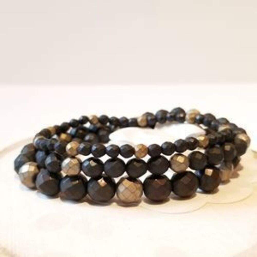 Trendy 3 Pcs Set Hematite Stretch Bracelets